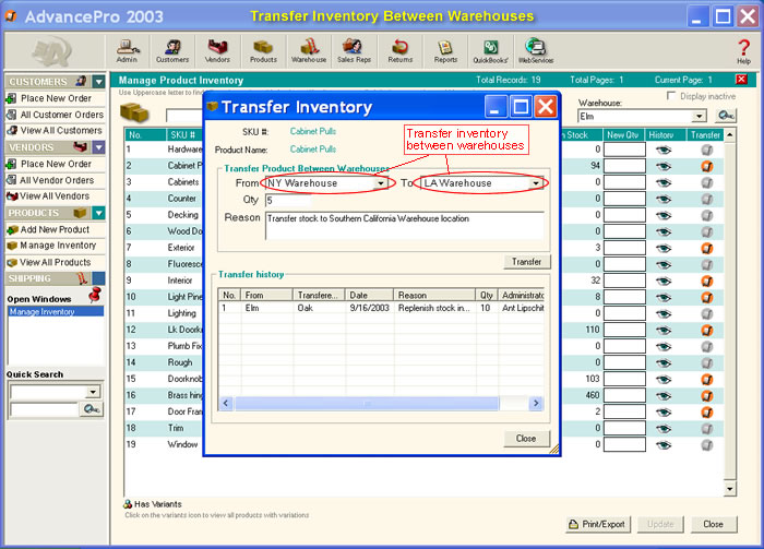 Transfer Inventory