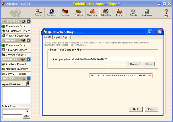 QuickBooks/Settings - Set Up
